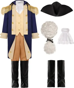 Kids George Washington Costume Founding Father Costume for Boys American Colonial Uniform