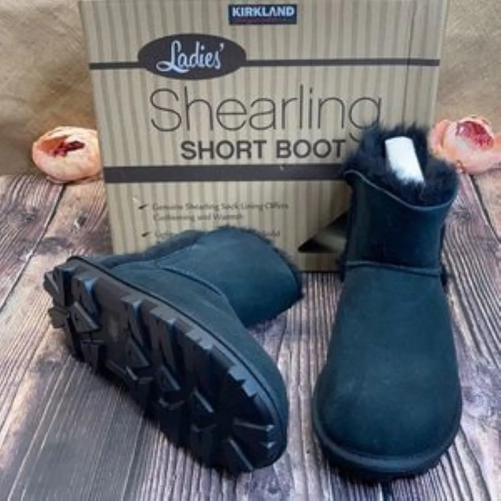 Kirkland Black Faux Fur Winter Ankle Bootie 9M
