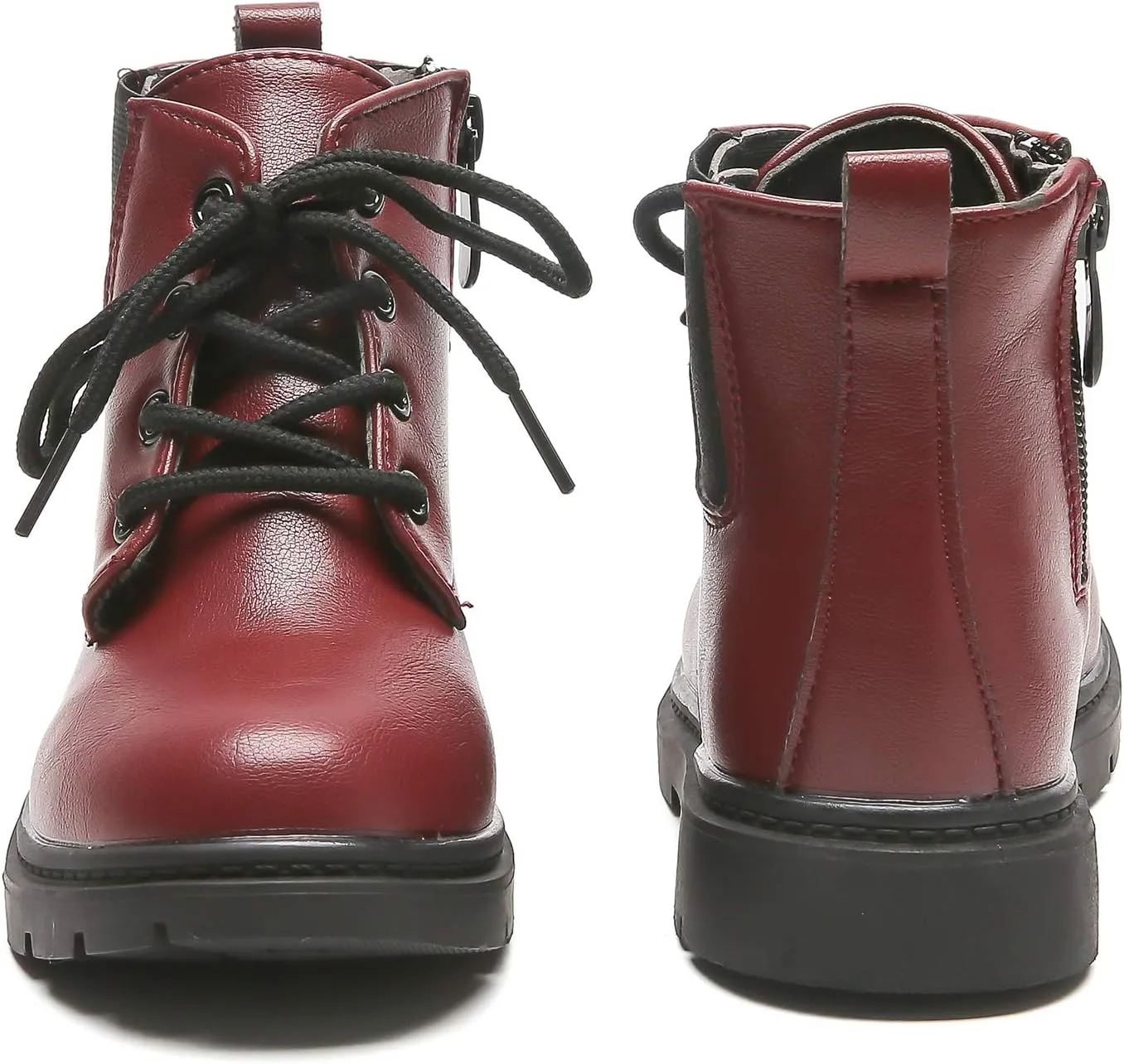 Komfyea Toddler Kids Boots Side Zipper Combat Short Ankle Boots for Boy's Girl's