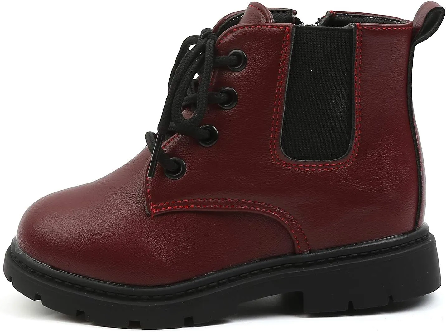 Komfyea Toddler Kids Boots Side Zipper Combat Short Ankle Boots for Boy's Girl's