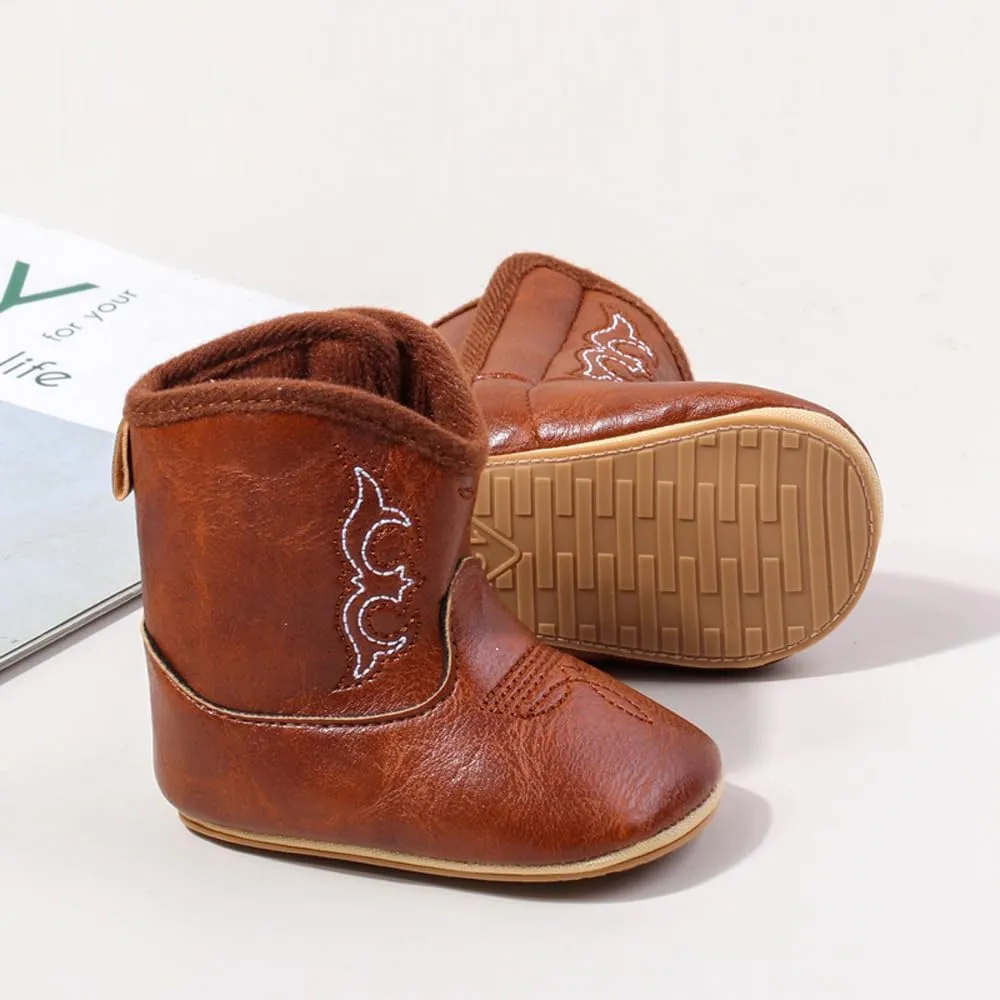 Kuner Baby Cowboy Boots Western Boots Toddler Cowboy Bootie Soft Sole Non-Slip Crib Shoes for Infant Boys Girls0-18 Months