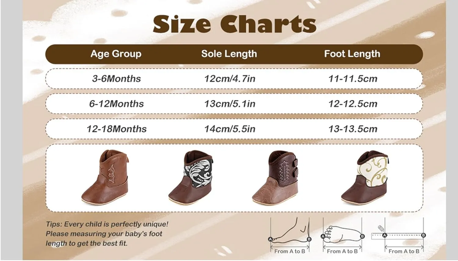Kuner Baby Cowboy Boots Western Boots Toddler Cowboy Bootie Soft Sole Non-Slip Crib Shoes for Infant Boys Girls0-18 Months