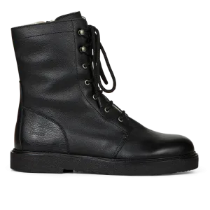 Lace-up boot with wool lining and zipper