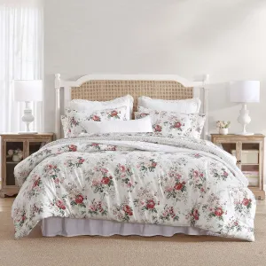 Laura Ashley - King Comforter Set, Reversible Brushed Cotton Flannel Bedding with Matching Shams, Luxuriously Soft & Warm Home Decor (Ashfield Red, King)