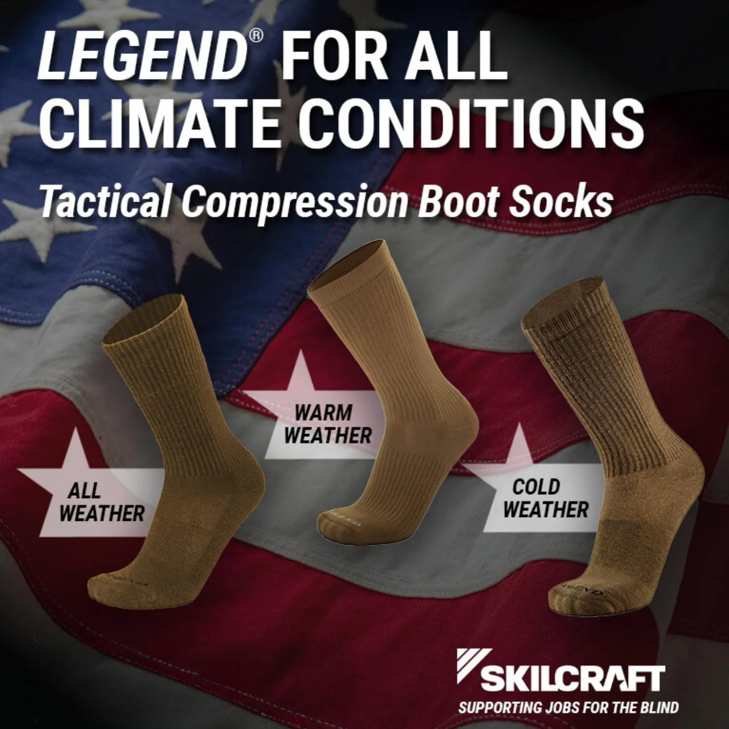 LEGEND Compression Tactical Merino Wool All-Weather Boot Socks - Mid-Calf Military for Men and Women