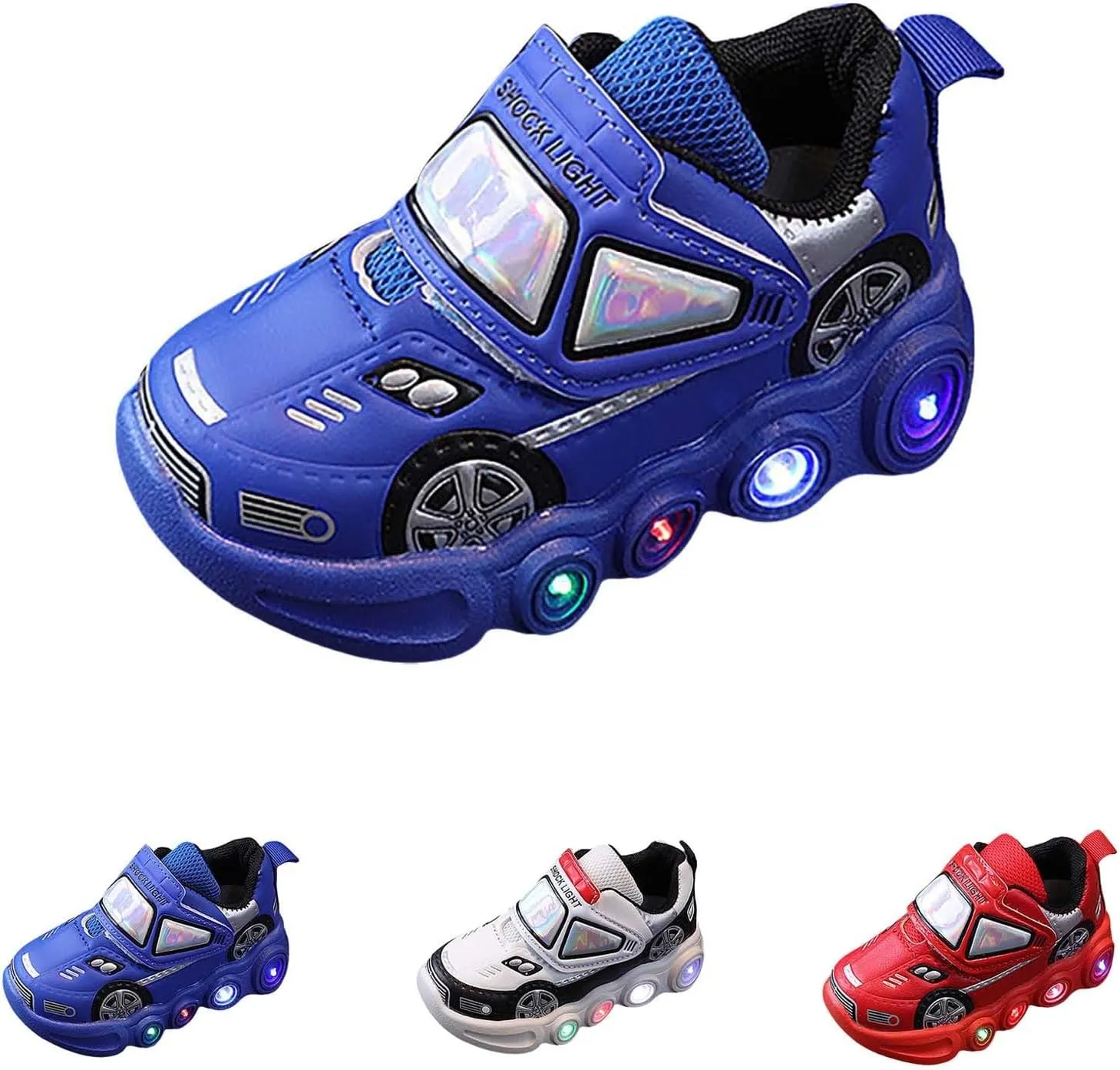 Light Up Toddler Boys Shoes Car Pattern LED Luminous Sport Sneaker, Little Fashion Cute Soft Sole Toddler Athletic Shoe