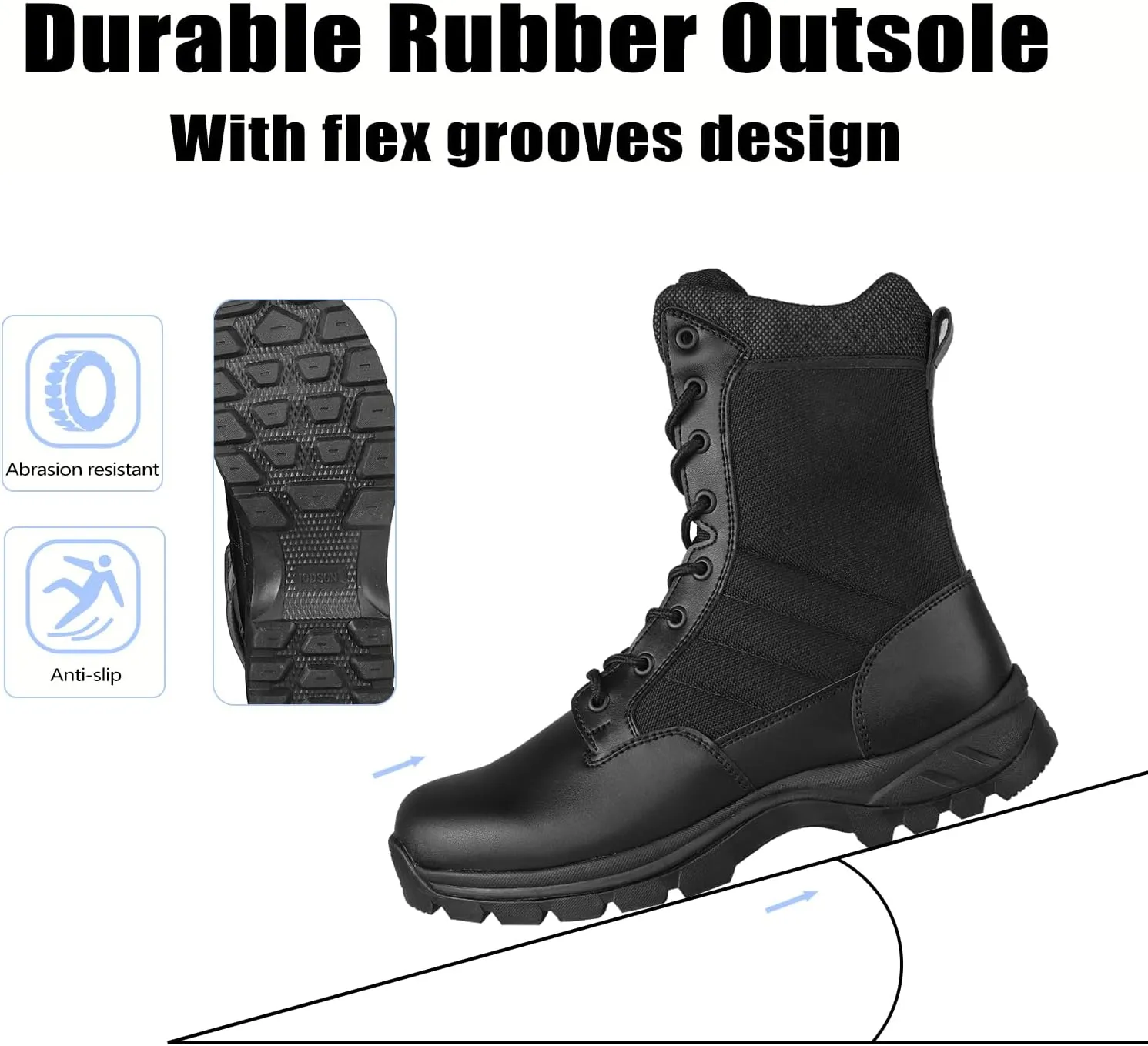 Lightweight Military Tactical Boots for Men Durable YKK Side Zipper Police Army Combat Jungle Breathable Comfortable Duty Boots
