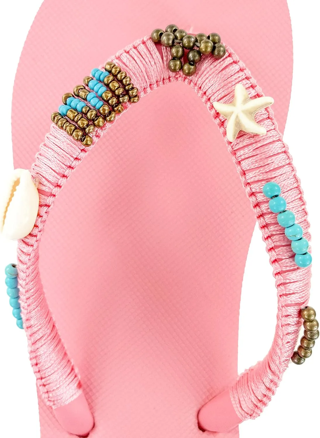 linl handmade women flip flop sandal with beads natural seashell rubber thong indoor and outdoor