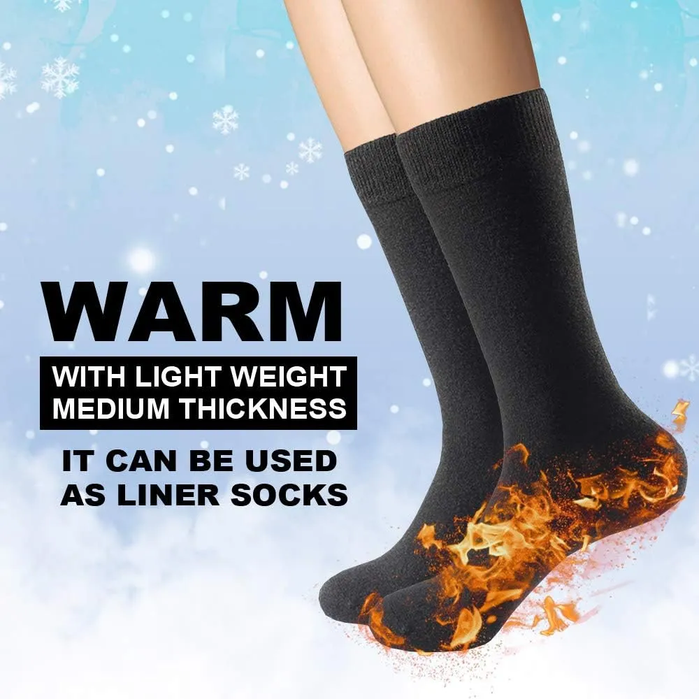 LIXIA Men's Thin Merino Wool Socks, Cozy Casual Winter Warm Breathable Mid-calf Dress Socks 3/6 Pairs Pack