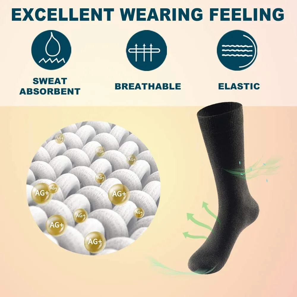 LIXIA Men's Thin Merino Wool Socks, Cozy Casual Winter Warm Breathable Mid-calf Dress Socks 3/6 Pairs Pack
