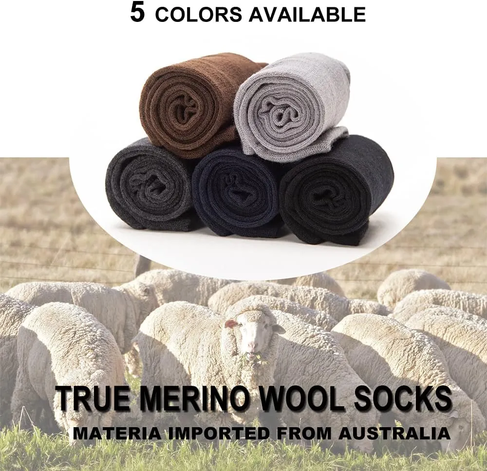 LIXIA Men's Thin Merino Wool Socks, Cozy Casual Winter Warm Breathable Mid-calf Dress Socks 3/6 Pairs Pack
