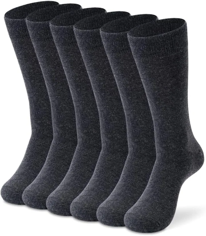 LIXIA Men's Thin Merino Wool Socks, Cozy Casual Winter Warm Breathable Mid-calf Dress Socks 3/6 Pairs Pack