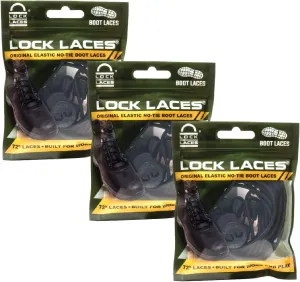 Lock Laces (3 Pair Premium Heavy Duty Elastic No Tie Laces for Boots, Sneakers and Shoes