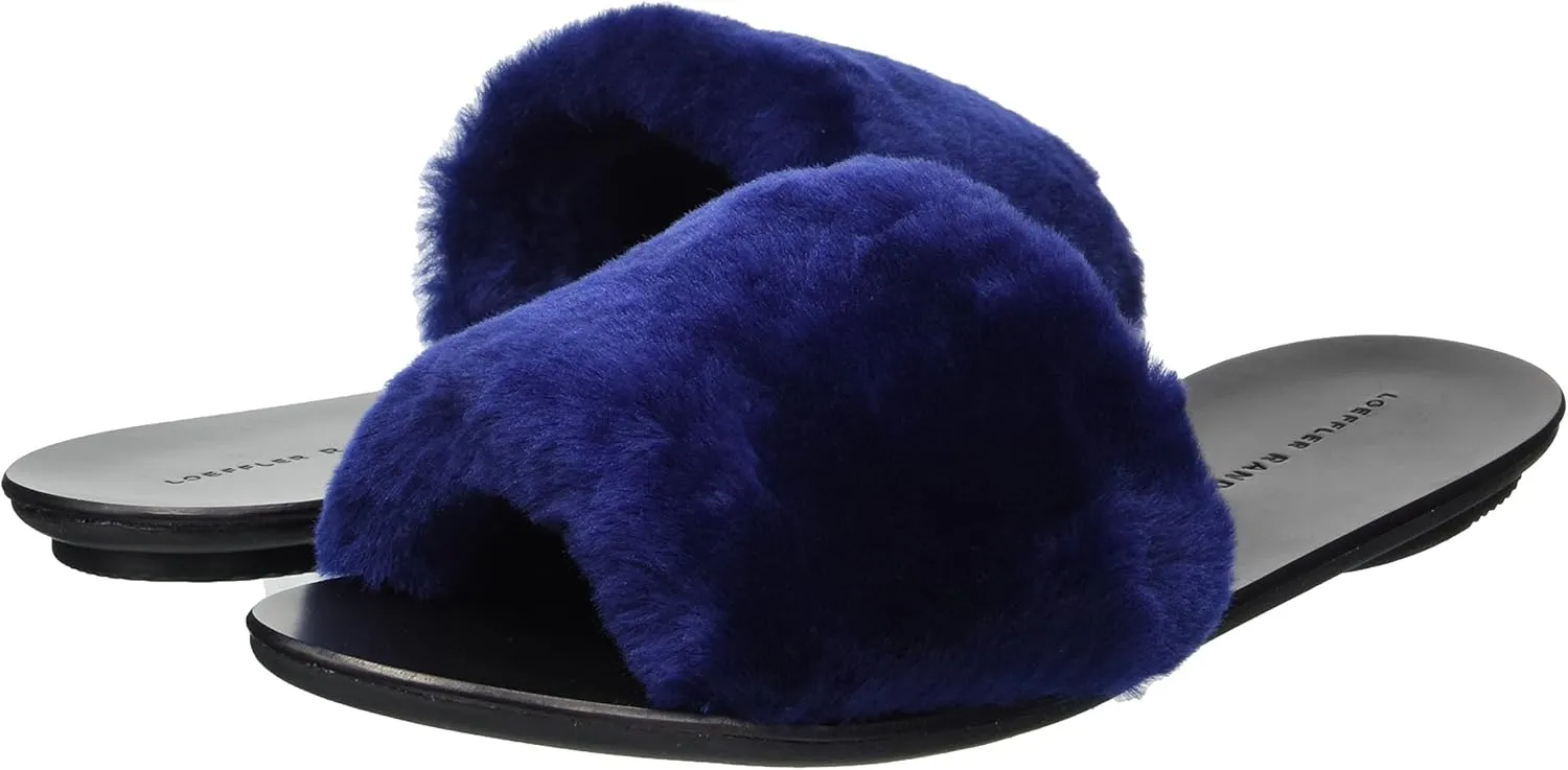 Loeffler Randall Womens Isabel Shearling Slip-On Slide Sandals