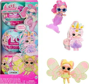 LOL Surprise Tots Just Add Water 3-Pack with 3 Make-Your-Own Fantasy Dolls and 25  Surprises to UNbox Including Mermaid, Fairy, and Unicorn Dolls and Magical Crafts – Great Gift for Kids Ages 4 
