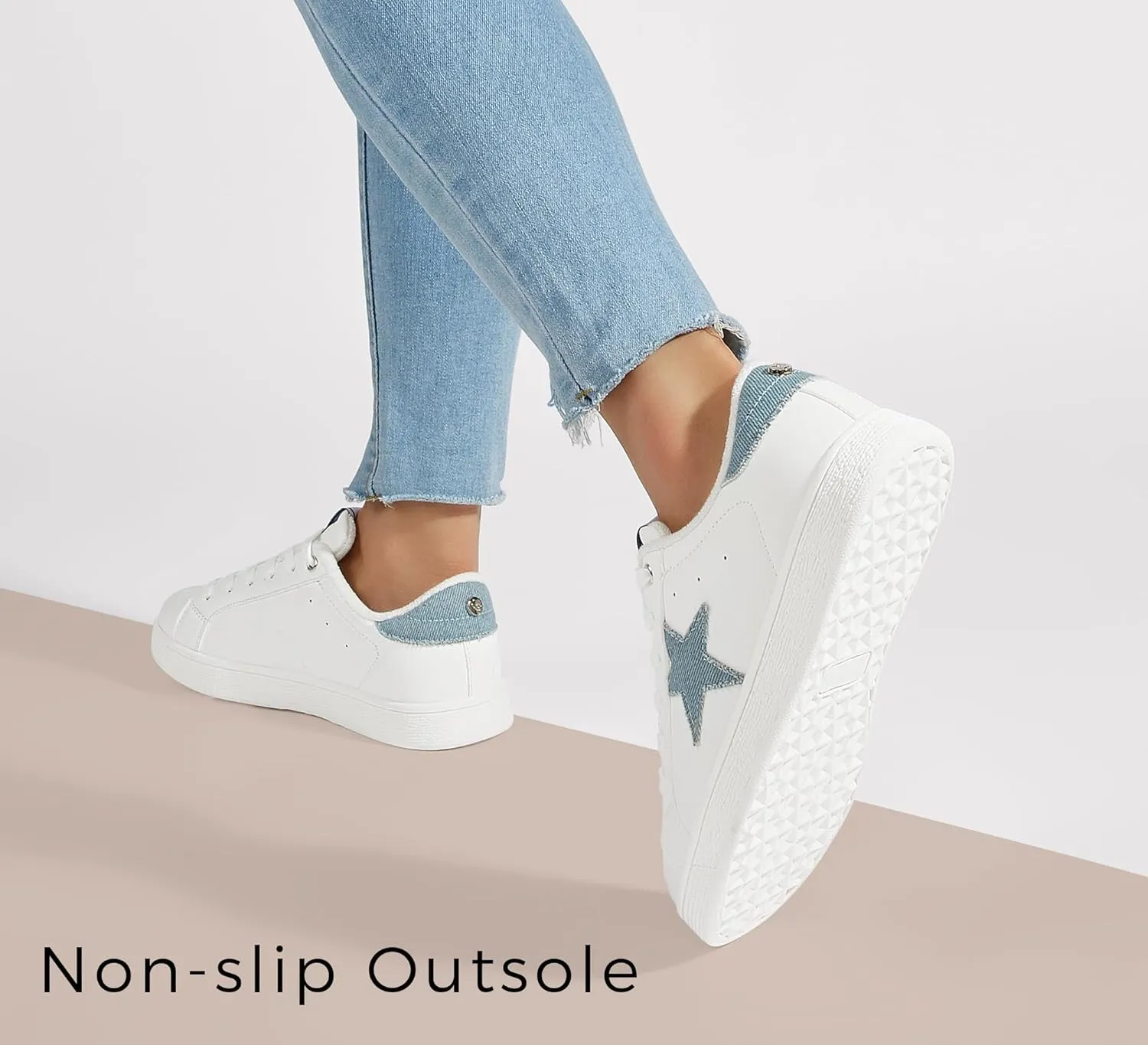 LUCKY STEP Women's Fashion Star Sneaker Lace Up Low Top Comfortable Cushioned Walking Shoes