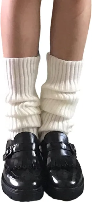 Lunoakvo Women Girls Japanese Style Kawaii Crochet Wool Ball Loose Knitted Leg Warmers Knee High Boot Stockings