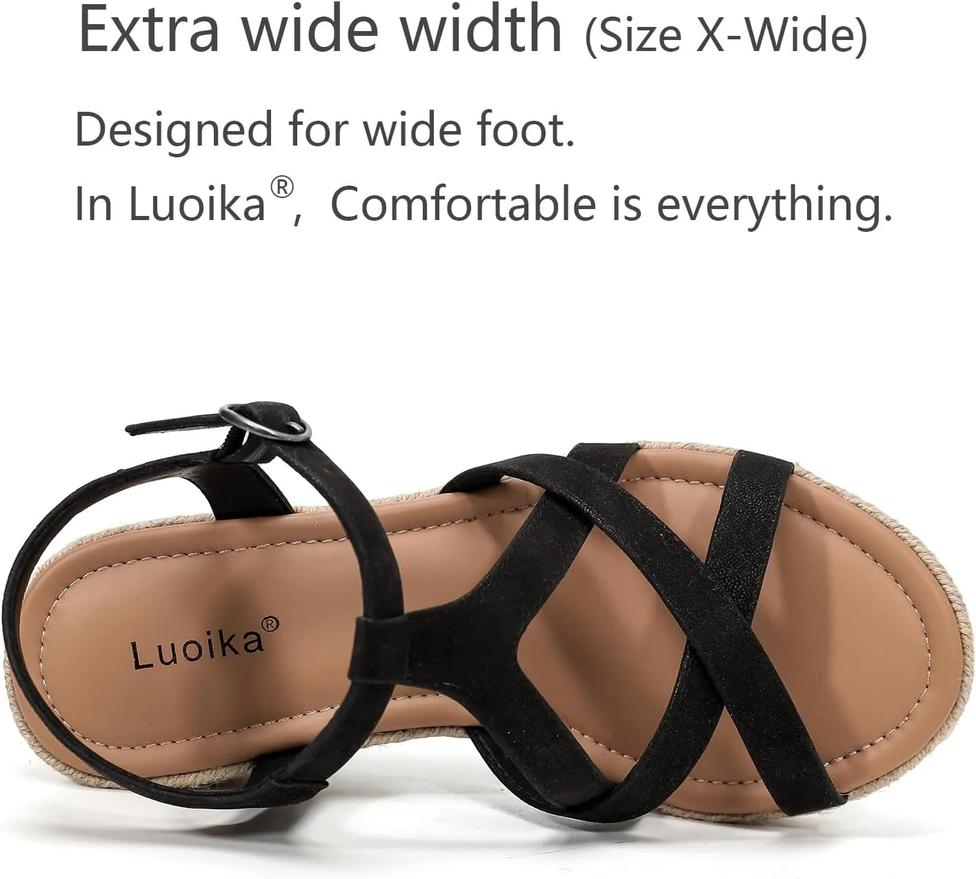 Luoika Women's Wide Width Flat Slides Sandals, Strapy Slide Sandal Slip on Dressy Summer Shoes for Women.