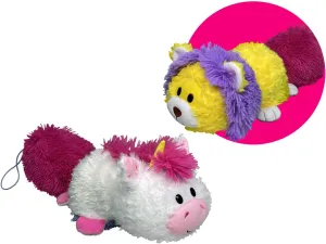 Magic Tails White Unicorn to Yellow Lion - 2-in-1 Animal Plush w/Bonus 3" Baby Org, Stores Items Inside, Flips to Reveal 2nd Character, Kids