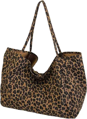 MakeMeChic Women's Leopard Tote Bag Cheetah Oversize Shoulder Bag Weekender Bag
