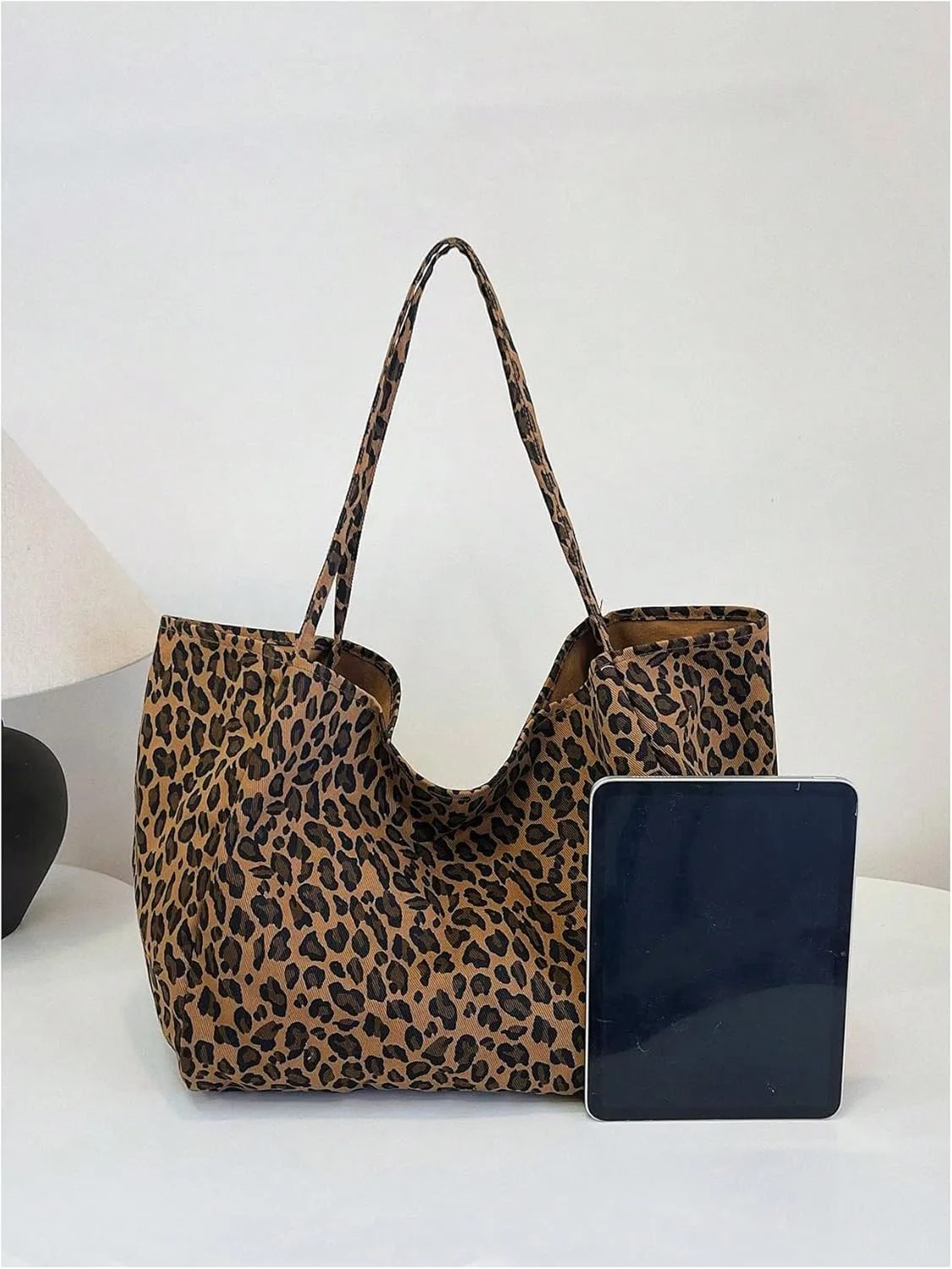 MakeMeChic Women's Leopard Tote Bag Cheetah Oversize Shoulder Bag Weekender Bag