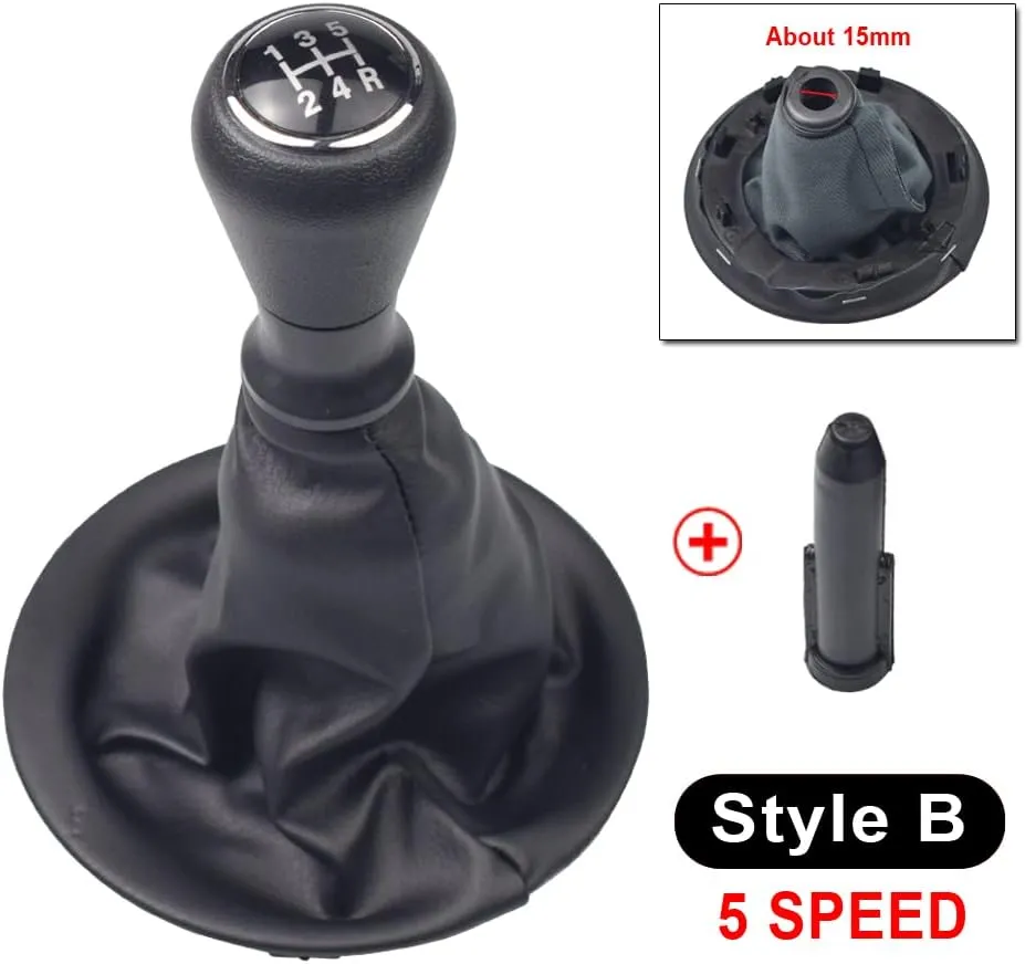 Manual Car 5 Speed Gear Shift Knob with Gaiter Boot Cover for Citroen Berlingo II for Peugeot 2008-2018 (B-5R-Set)