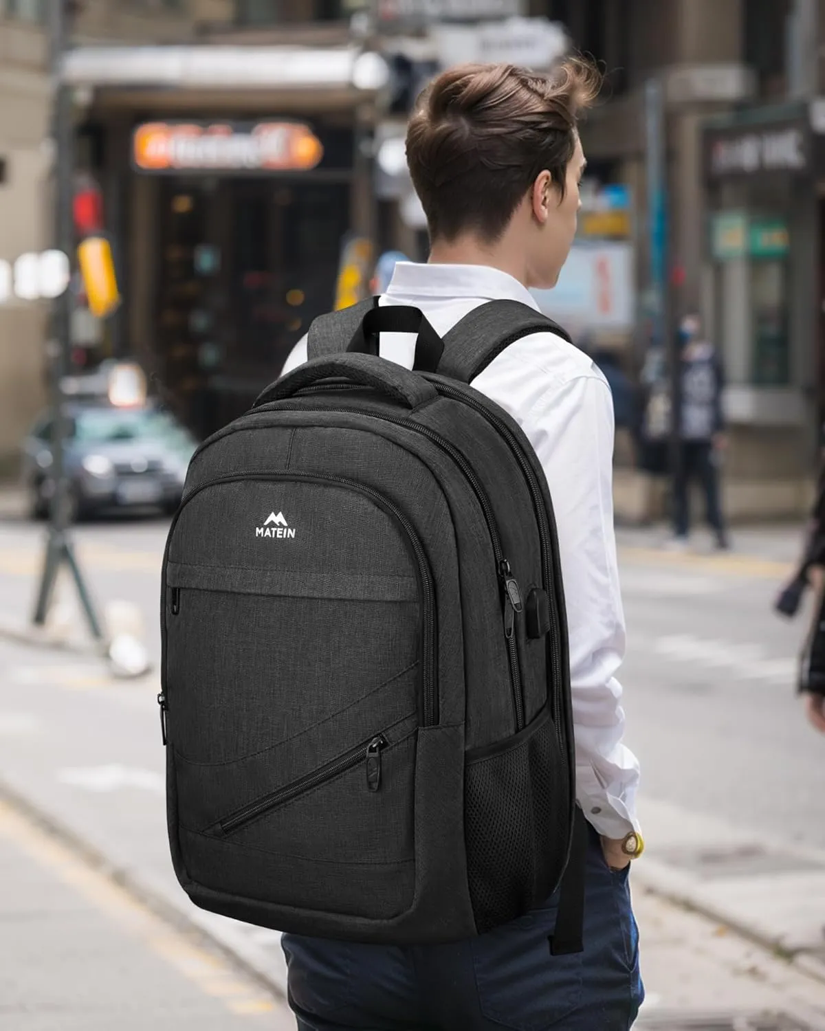 MATEIN 50 L Business Travel Laptop Backpack TSA Approved, 18.4 Inch Anti Theft Carryon Backpack for Men Women, Extra Large Work Bag with USB Port and Luggage Strap, Black