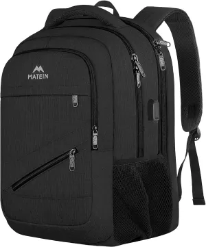 MATEIN 50 L Business Travel Laptop Backpack TSA Approved, 18.4 Inch Anti Theft Carryon Backpack for Men Women, Extra Large Work Bag with USB Port and Luggage Strap, Black