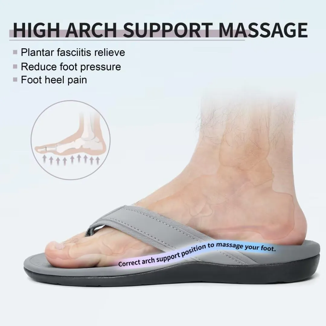 MEGNYA Comfortable Orthotic Plantar Fasciitis Toe Post for Mens, Lightweight Casual Sandals for Foot and Heel Pain Relief, Orthopedic Walking Flip-Flops with Arch Support