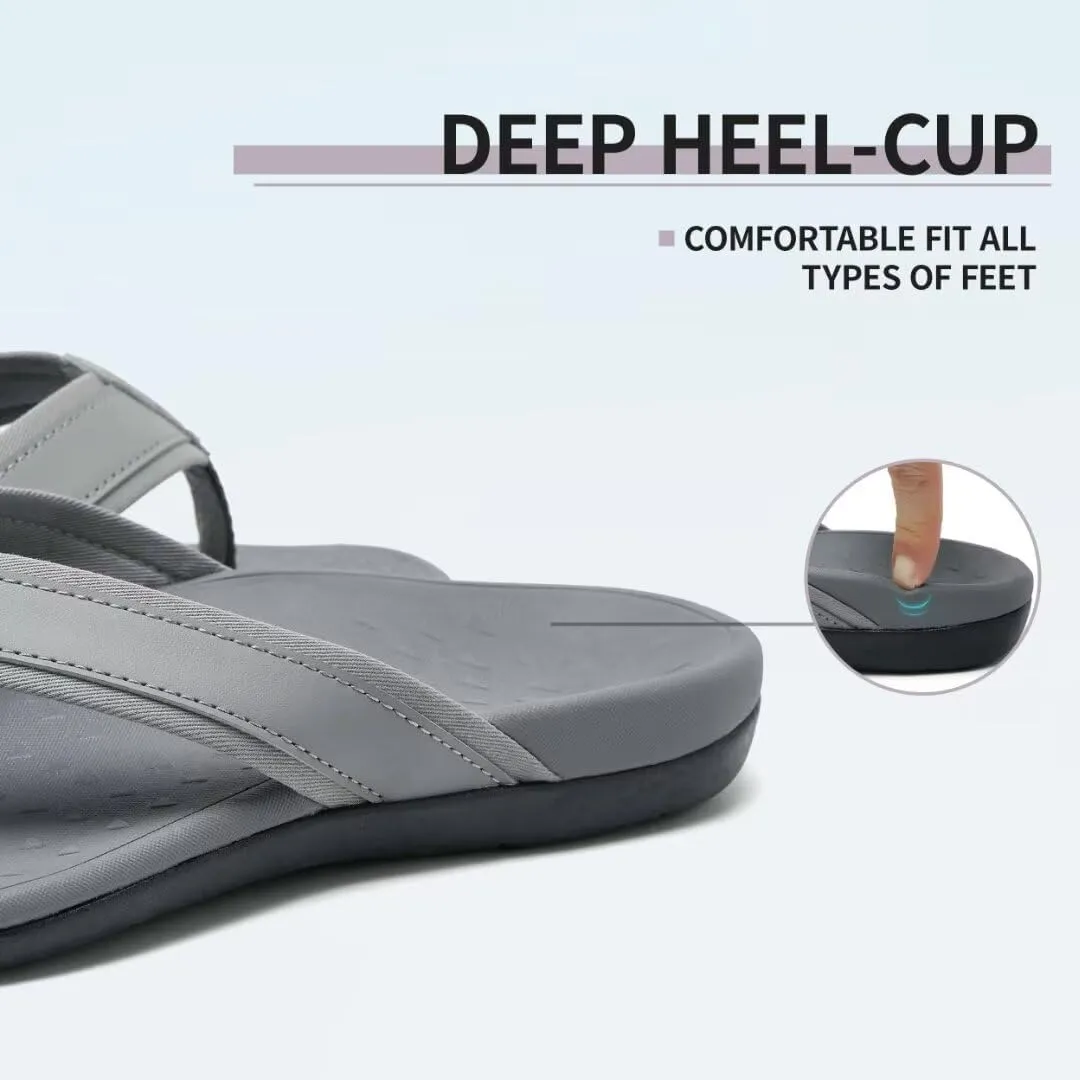MEGNYA Comfortable Orthotic Plantar Fasciitis Toe Post for Mens, Lightweight Casual Sandals for Foot and Heel Pain Relief, Orthopedic Walking Flip-Flops with Arch Support