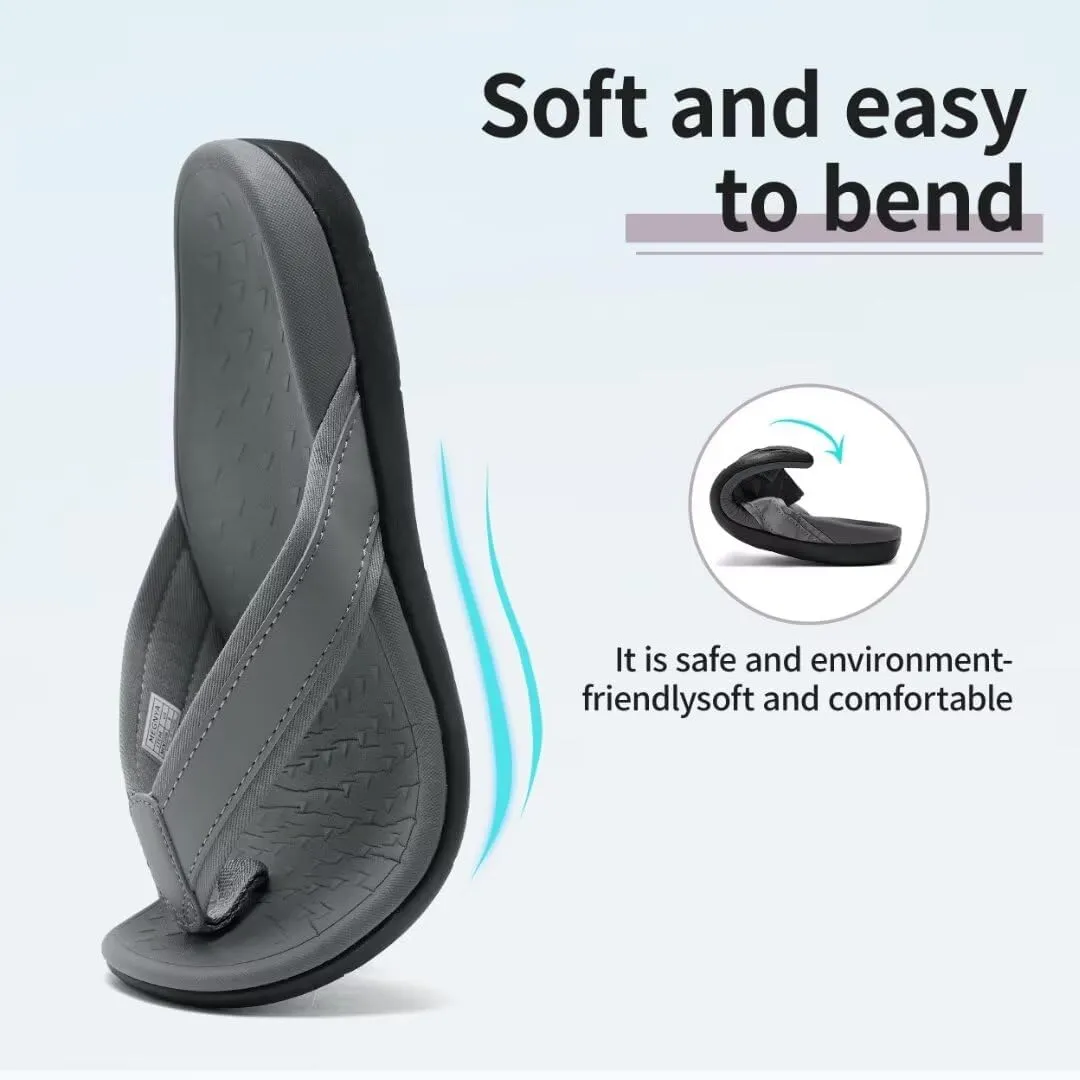 MEGNYA Comfortable Orthotic Plantar Fasciitis Toe Post for Mens, Lightweight Casual Sandals for Foot and Heel Pain Relief, Orthopedic Walking Flip-Flops with Arch Support
