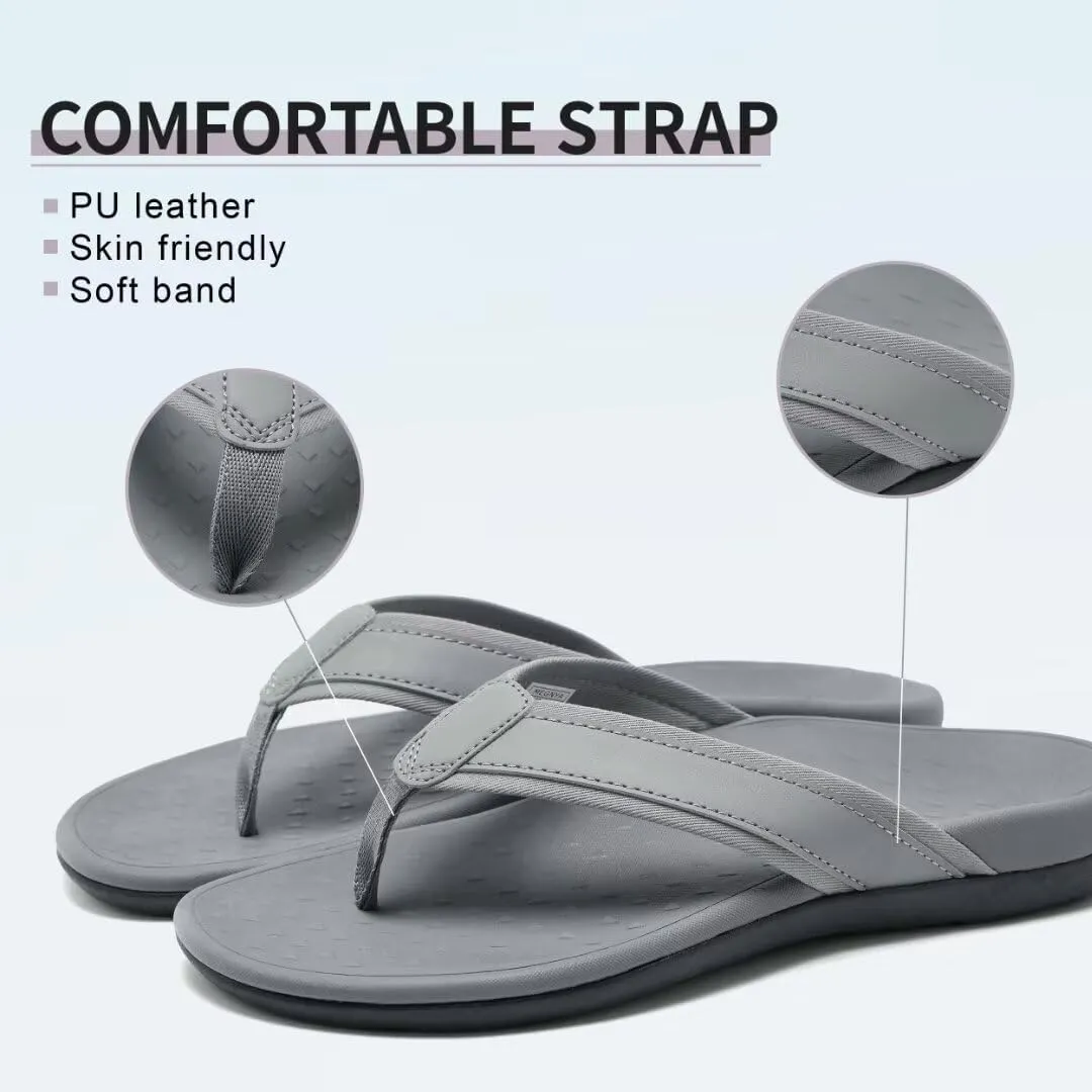 MEGNYA Comfortable Orthotic Plantar Fasciitis Toe Post for Mens, Lightweight Casual Sandals for Foot and Heel Pain Relief, Orthopedic Walking Flip-Flops with Arch Support