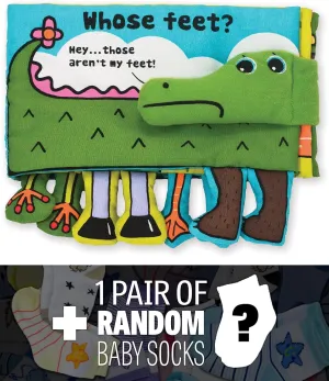 Melissa & Doug Whose Feet?: K's Kids Soft Activity Book Series   1 Free Pair of Baby Socks Bundle [92036]