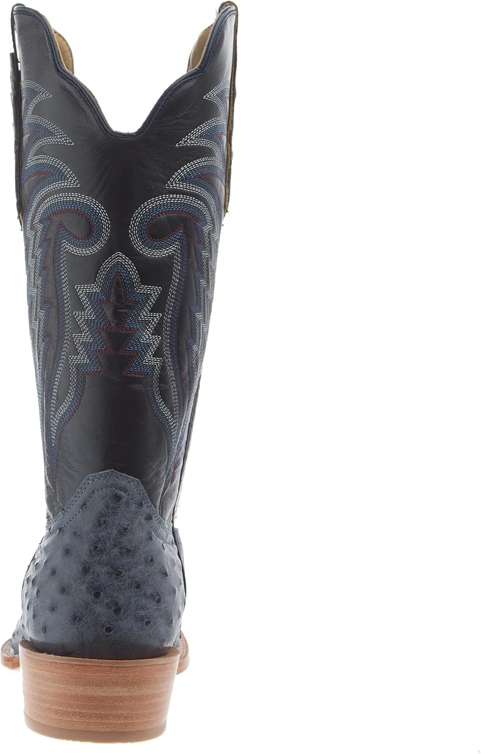 Men`s American Blue Jean Full Quill Ostrich 13In Navy Goat Top Boot