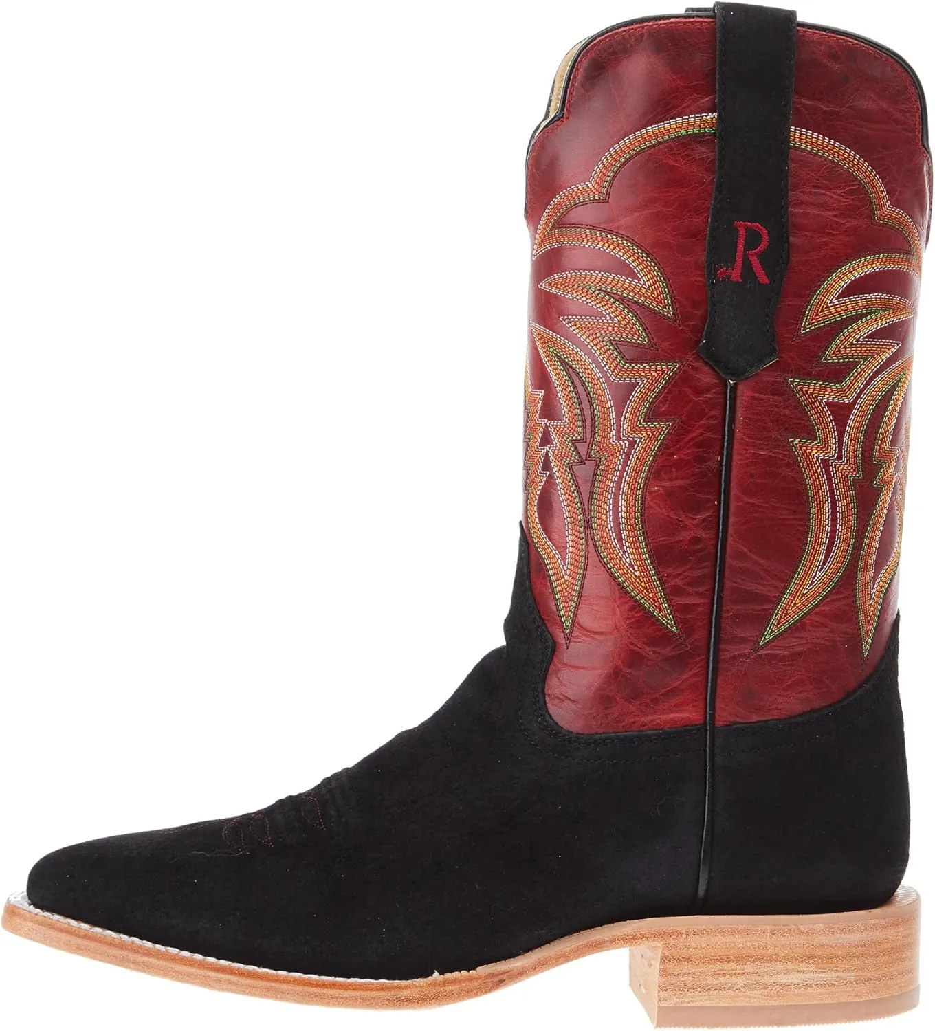 Men's Black Boar 11in Barn Red Cowhide Top Square Toe Boot