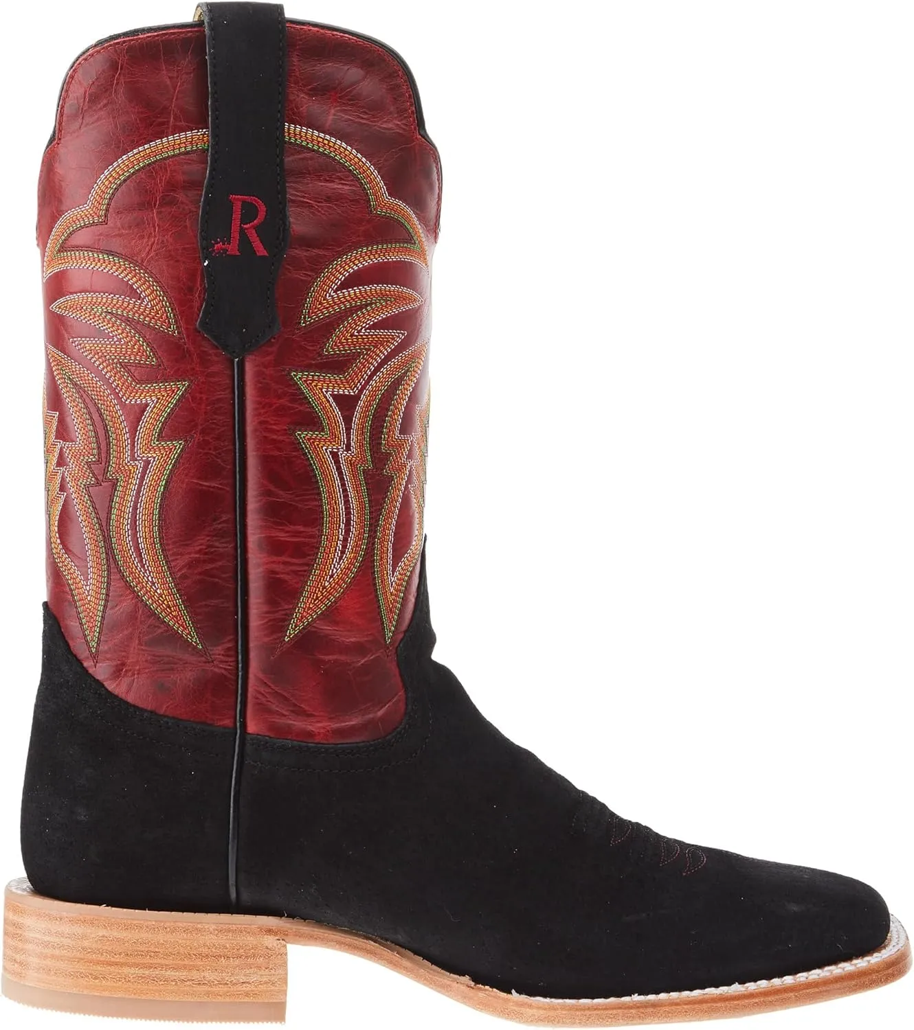 Men's Black Boar 11in Barn Red Cowhide Top Square Toe Boot