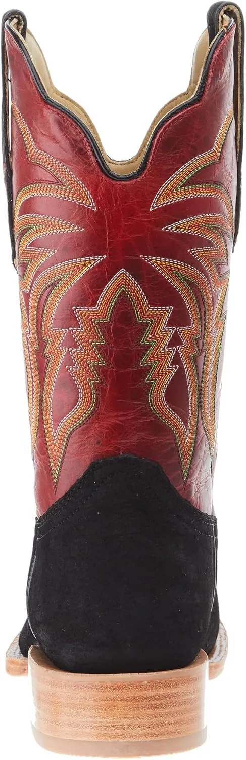 Men's Black Boar 11in Barn Red Cowhide Top Square Toe Boot