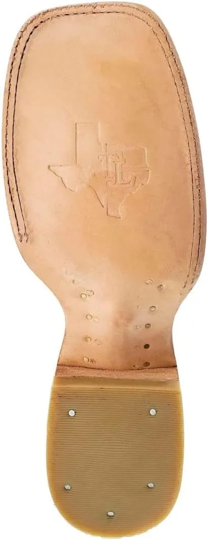 Mens Black Western Leather Cowboy Boots Crocodile Back Print Square