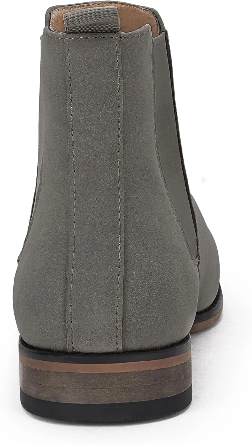 Mens Chelsea Boot Slip On Pointed Toe Stacked Low Heel Faux Suede Casual Dress Boot