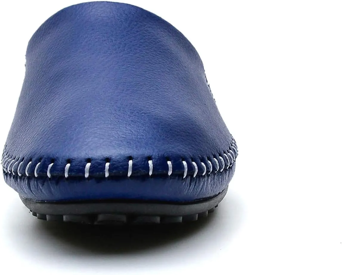 Men's Classic Leather Slippers Office Casual House Slip On Backless Loafers