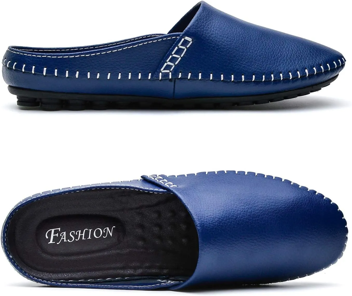 Men's Classic Leather Slippers Office Casual House Slip On Backless Loafers