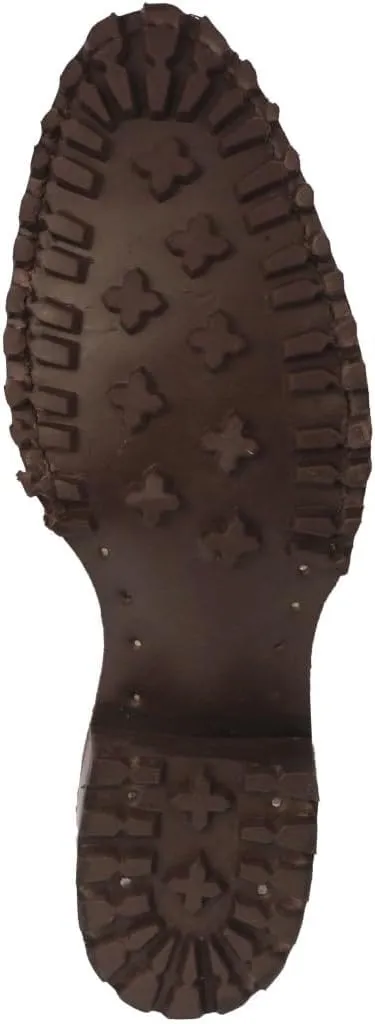 Mens Cognac Leather Motorcycle Boots Crocodile Back Cut Print Round Toe