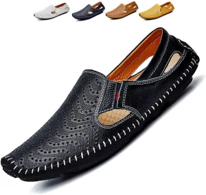 Men's Driving Shoes Leather Fashion Slipper Casual Slip on Loafers Shoes in Summer