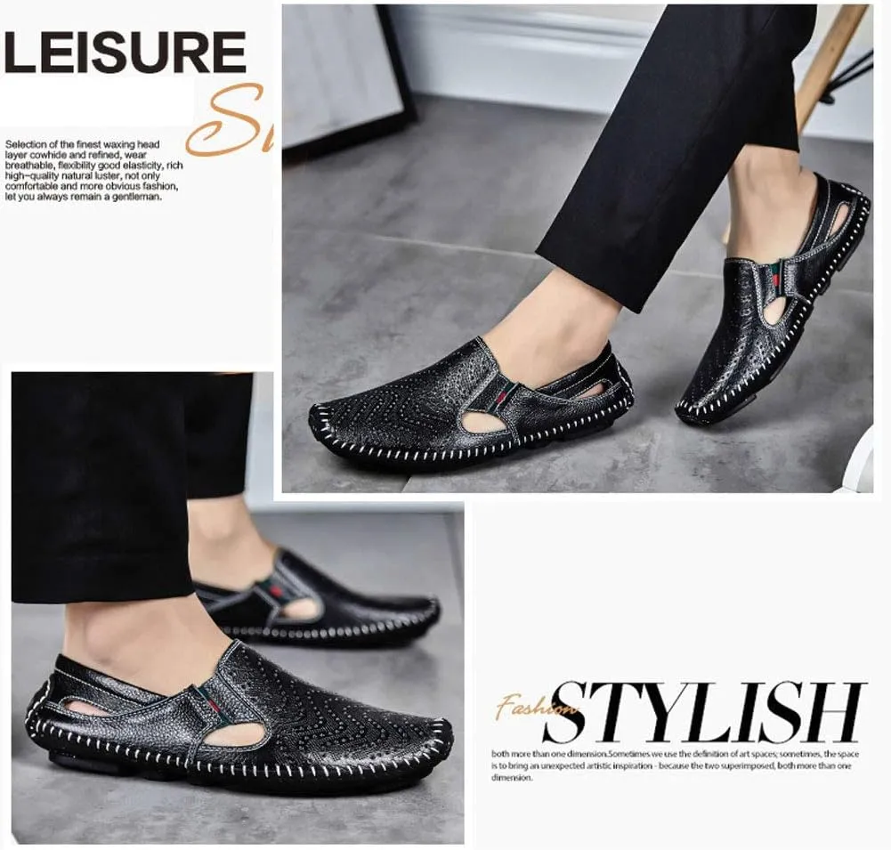 Men's Driving Shoes Leather Fashion Slipper Casual Slip on Loafers Shoes in Summer