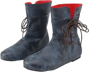 Mens Faux Leather Lace-up Renaissance Boots Viking Medieval Short Boot for Halloween
