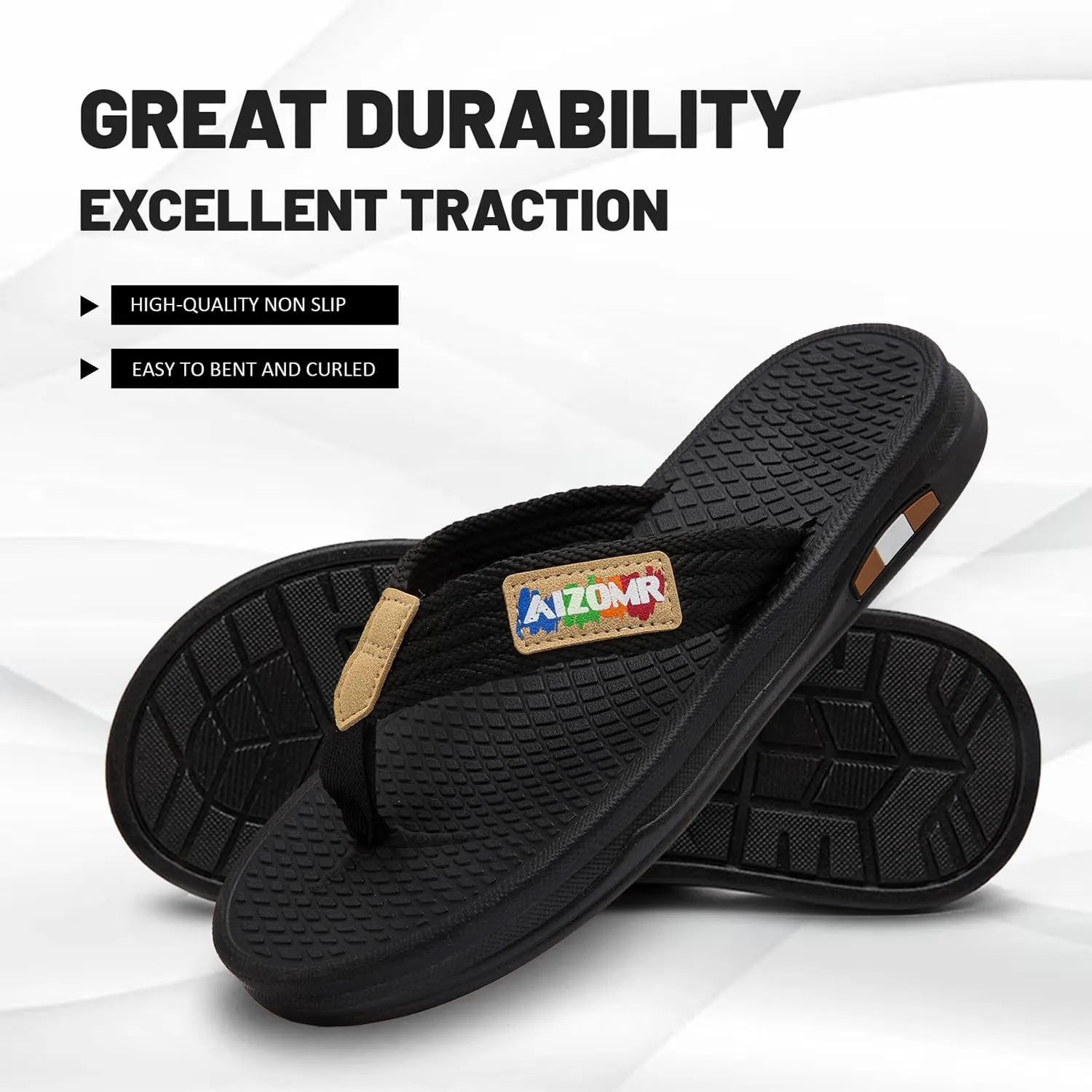 Mens Flip Flops Comfort Classical Beach Summer Sandals Open Toe Thong Slippers with Soft Cushion