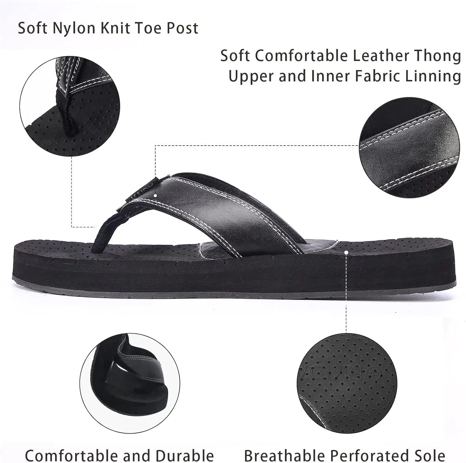 Mens Flip Flops, Comfy Flipflops for Men with Arch Support,Waterproof Pool & Beach Essential Summer Sandals, Comfort Casual Thong Sandals with Soft Upper