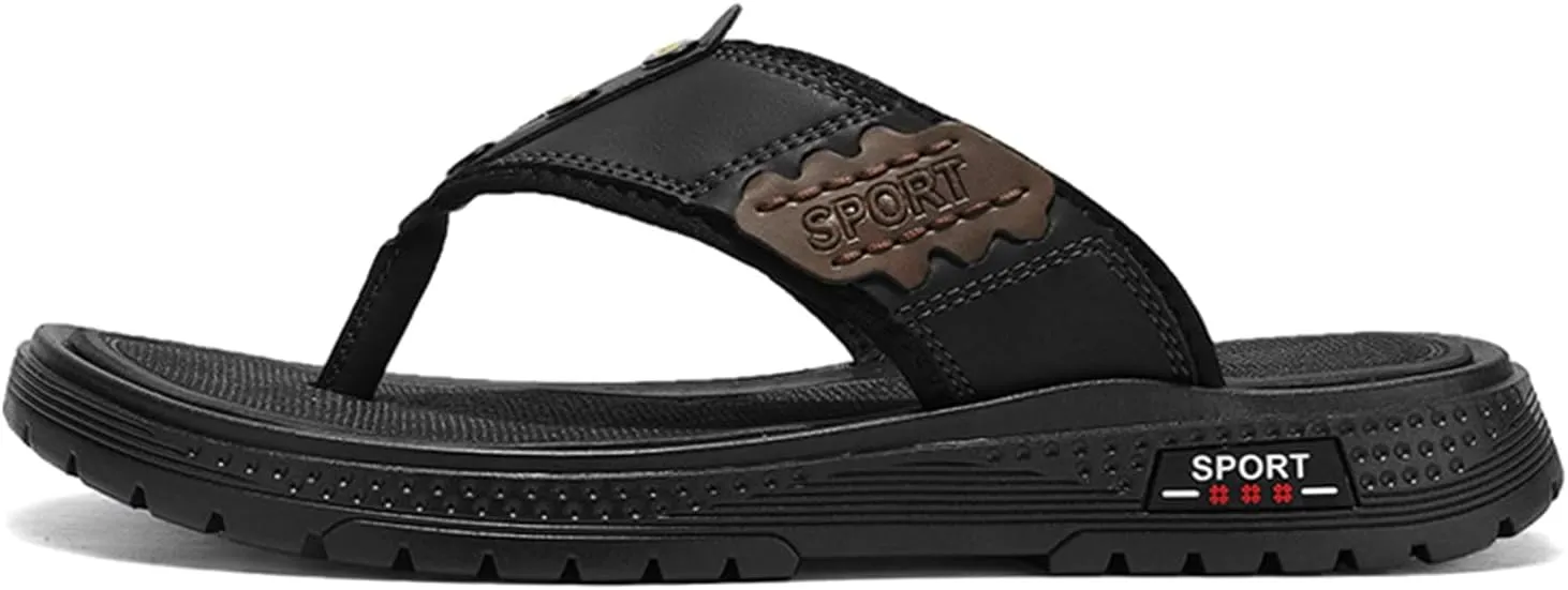Mens Flip Flops Sandals Slippers Casual Leather Toe Ring Style Sandals for Mens Home