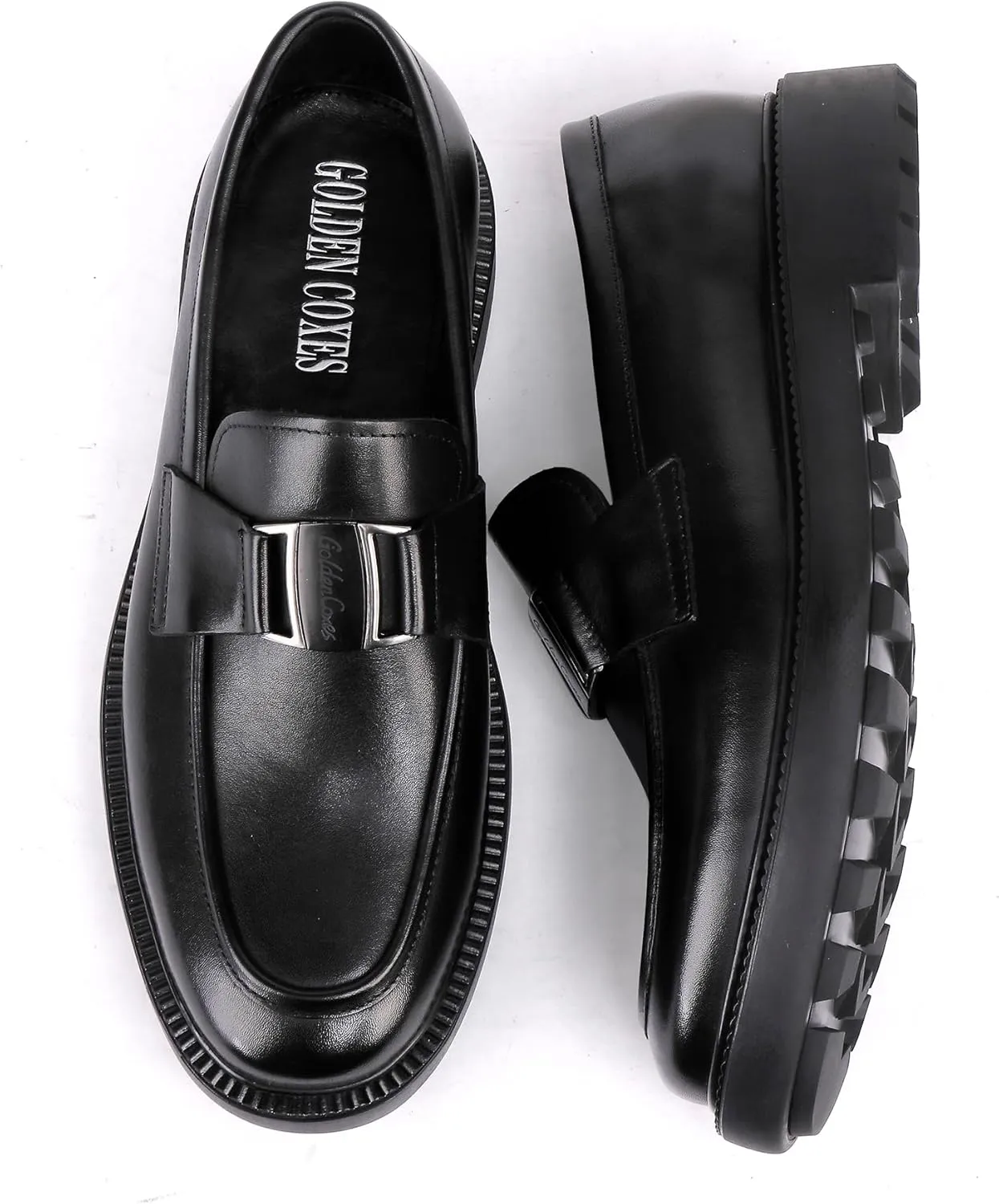 Mens Genuine Leather Dress Shoes Casual Buckle Business Dress Loafer Formal Slip On Penny Party Loafer Shoes for Men