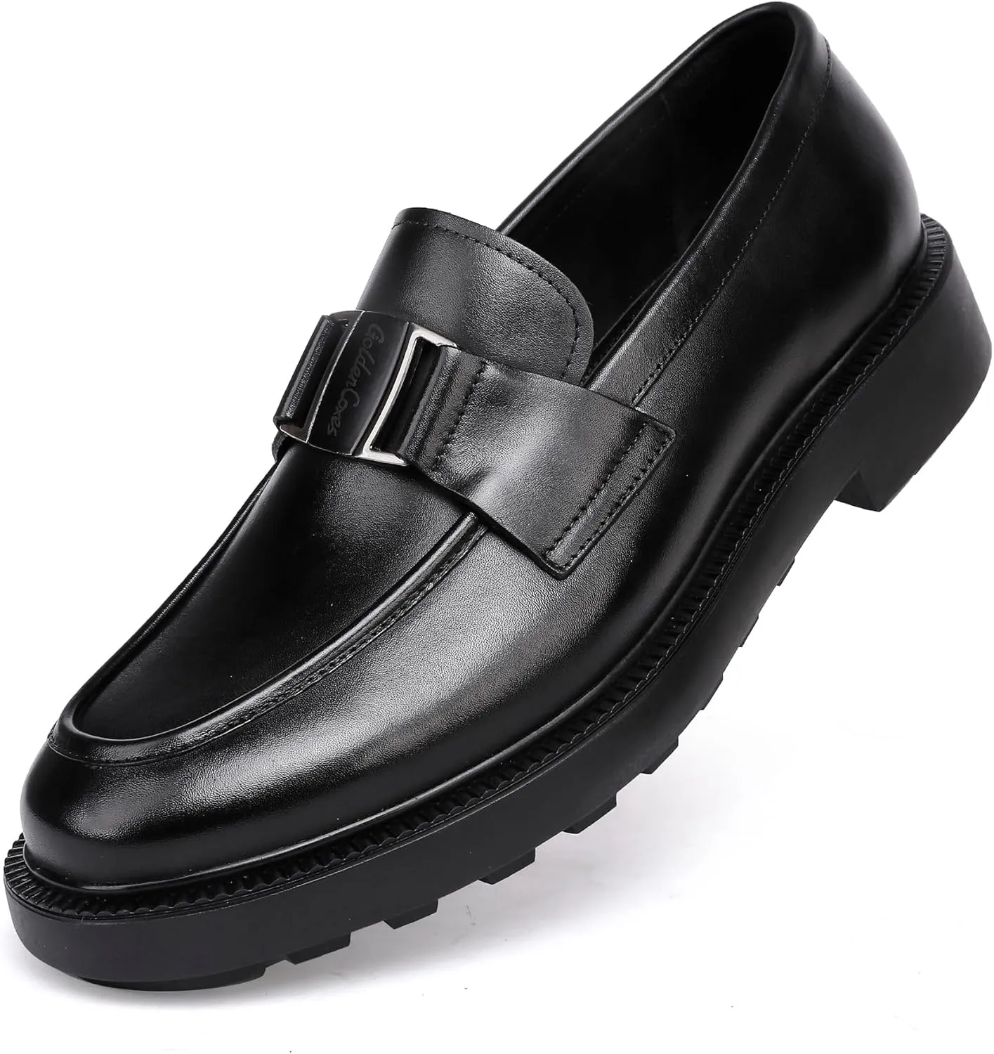 Mens Genuine Leather Dress Shoes Casual Buckle Business Dress Loafer Formal Slip On Penny Party Loafer Shoes for Men
